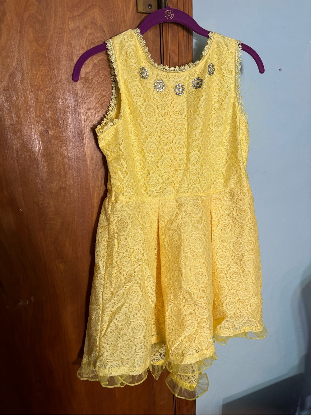 Disney D-Signed Yellow Lace Girls Dress Size Large 14/16 Belle Beauty & Beast
